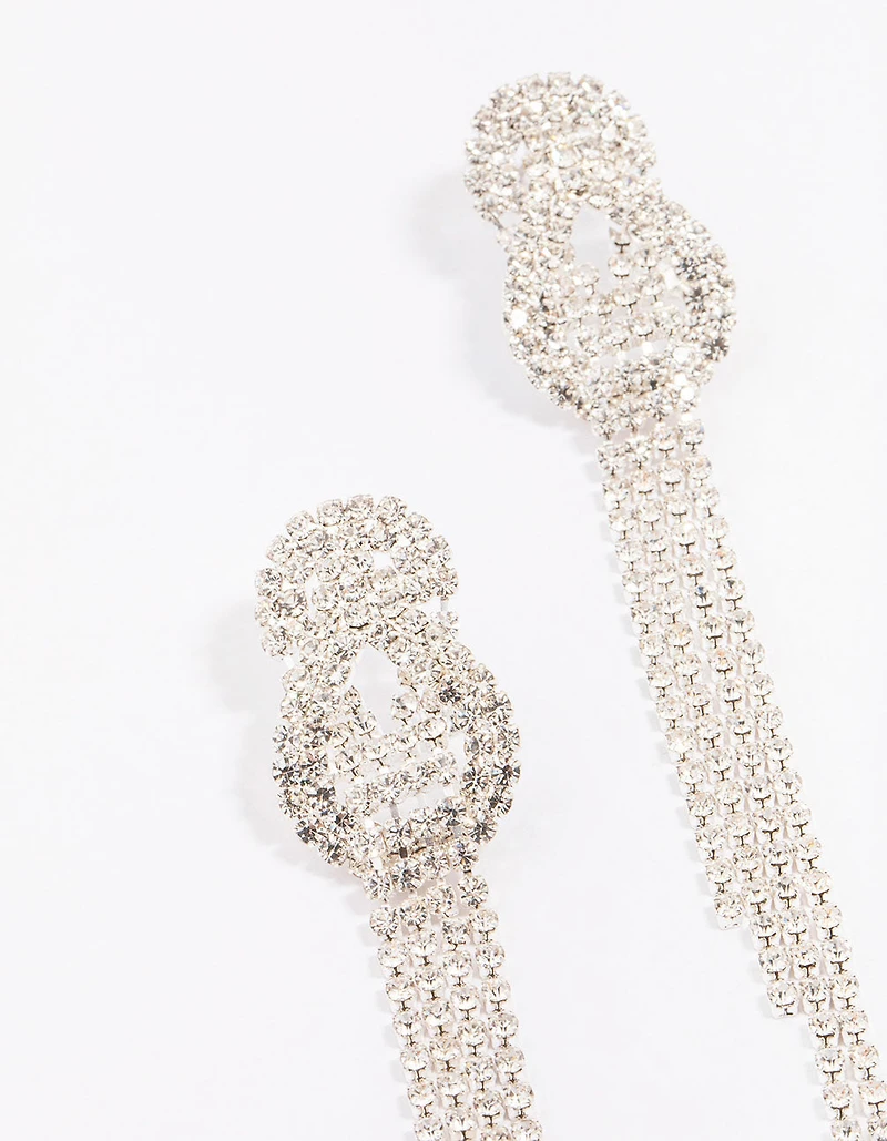 Silver Twisted Cup Chain Drop Earrings