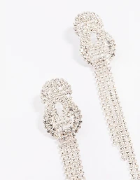 Silver Twisted Cup Chain Drop Earrings