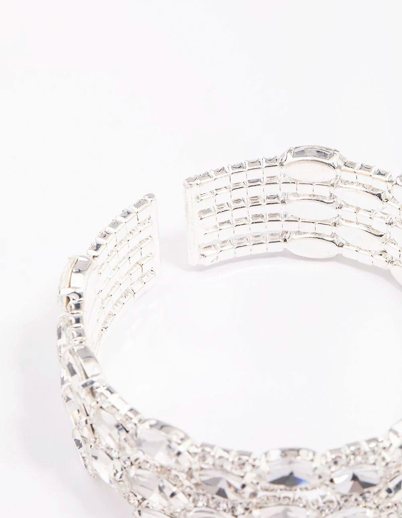 Poignet ovale en gros diamant argenté