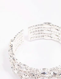 Poignet ovale en gros diamant argenté