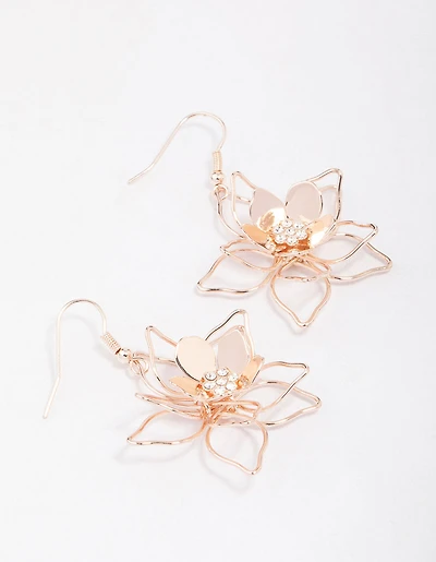 Boucles d’oreilles en forme de fleurs en perle en fil d’or