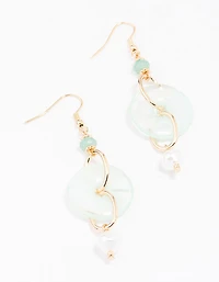 Gold Pearl Doughnut Drop Earrings