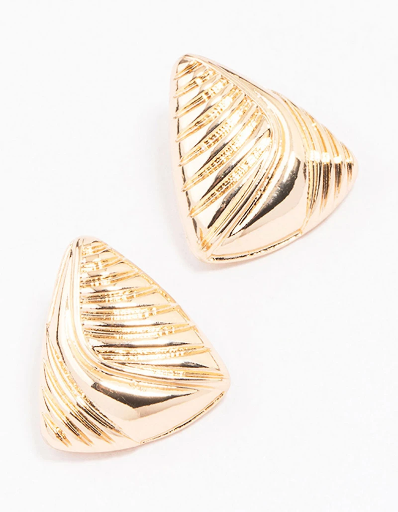 Boucles d’oreilles triangulaires nervurées en or