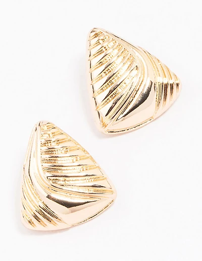 Boucles d’oreilles triangulaires nervurées en or