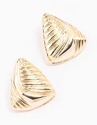 Boucles d’oreilles triangulaires nervurées en or