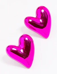 Boucles d’oreilles roses gonflées en forme de cœur