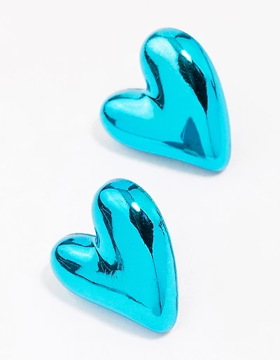 Boucles d’oreilles Blue Puffy Heart Studs