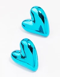 Boucles d’oreilles Blue Puffy Heart Studs