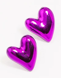 Boucles d’oreilles Purple Puffy Heart Stud