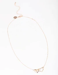 Rose Gold Solid Interlocking Heart Pendant Necklace