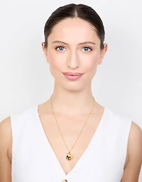 Gold Puffy Heart Ball Chain Pendant Necklace