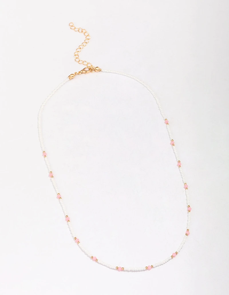 Gold Beaded Facet Chain Necklace