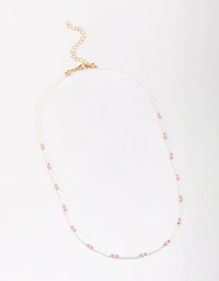 Gold Beaded Facet Chain Necklace