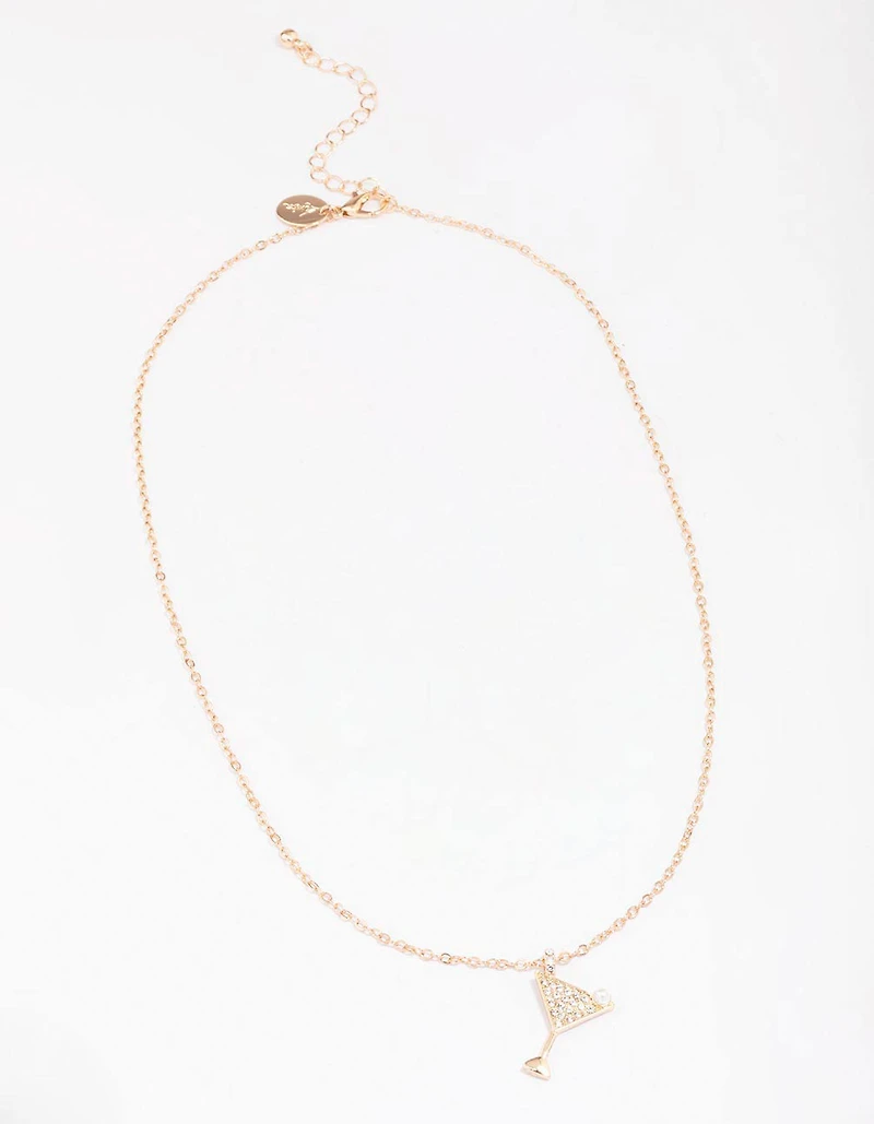 Gold Diamante Cocktail Pendant Necklace