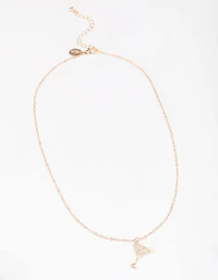 Gold Diamante Cocktail Pendant Necklace