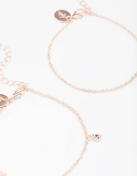 Rose Gold Butterfly Diamante Bracelet Pack