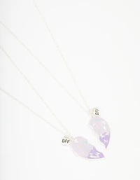 Kids Silver Butterfly & Heart Best Friends Necklace Pack