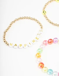 Kids Smiley Rainbow Stretchy Friendship Bracelet Pack
