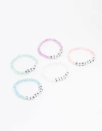 Rainbow Affirmation Stretch Bracelets 5-Pack