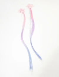 Kids Star Glitter Faux Hair Extension Clips
