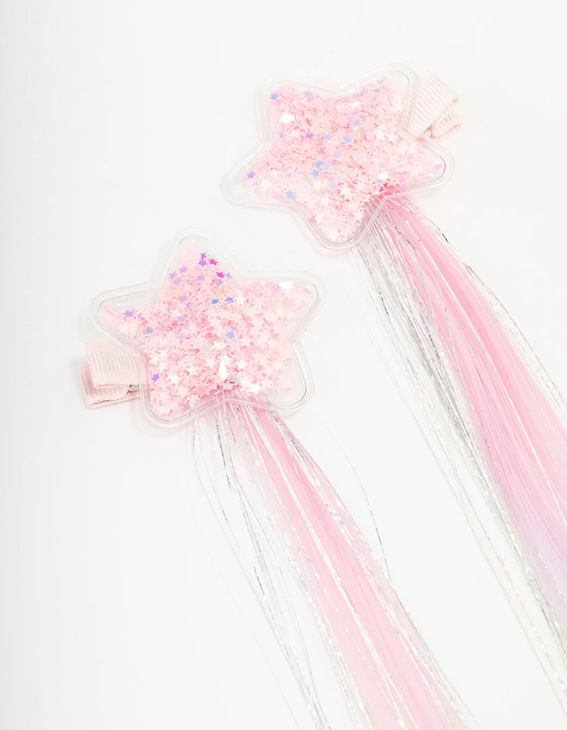 Clips pour extensions pour cheveux artificiels Kids Star Glitter