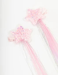Clips pour extensions pour cheveux artificiels Kids Star Glitter