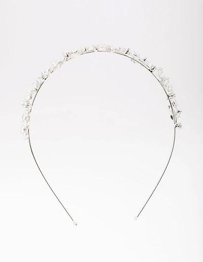 Silver Marquise Round Leaf Headband