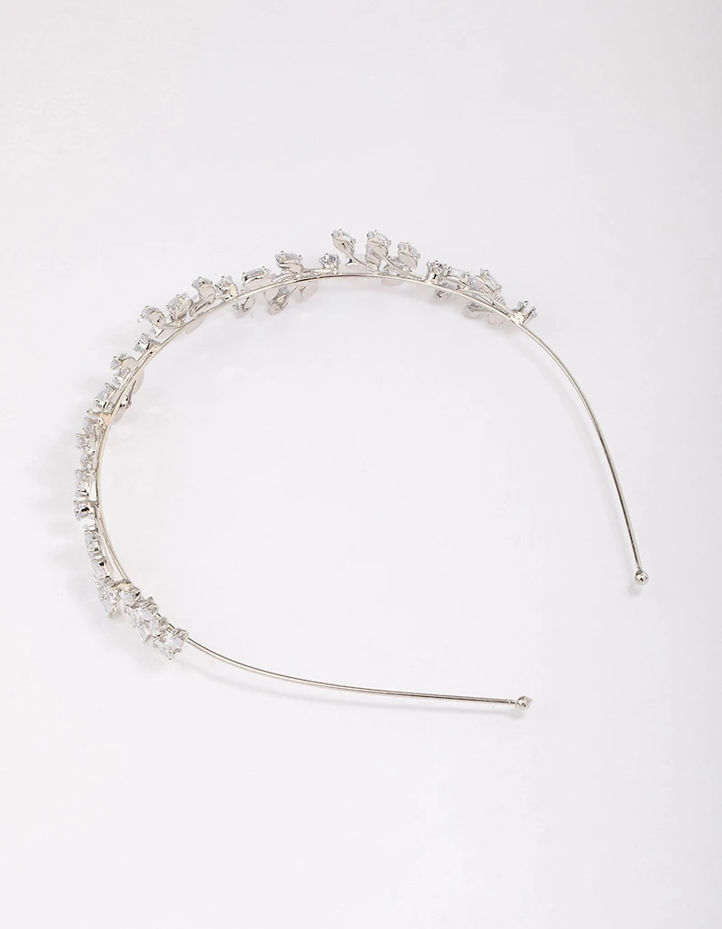 Silver Marquise Round Leaf Headband