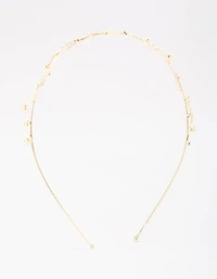 Gold Cubic Zirconia Dainty Vine Headband