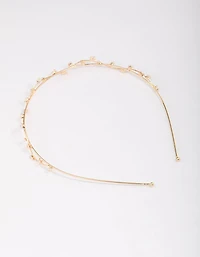 Gold Cubic Zirconia Dainty Vine Headband
