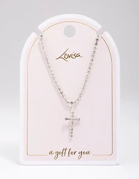 Silver Cup Chain Cross Pendant Necklace