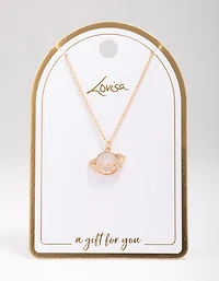 Gold Planet Shell Pendant Necklace