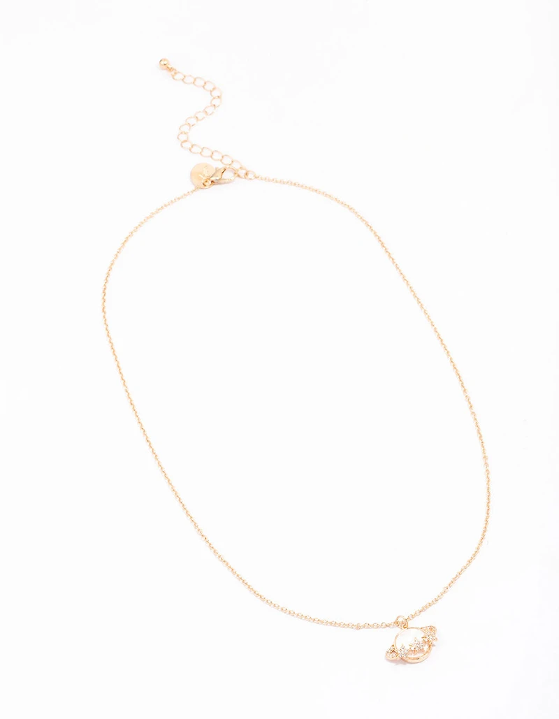 Gold Planet Shell Pendant Necklace