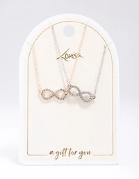 Gold & Silver Infinity Diamante Necklace Pack