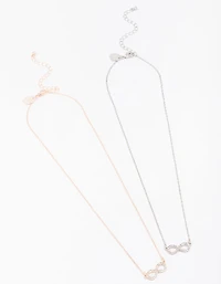 Gold & Silver Infinity Diamante Necklace Pack
