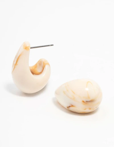 Boucles d’oreilles en forme de goutte en marbre crème