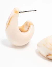 Boucles d’oreilles en forme de goutte en marbre crème