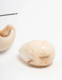 Boucles d’oreilles en forme de goutte en marbre crème
