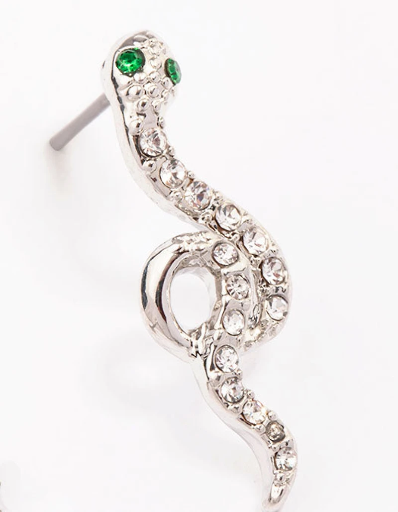 Silver Small Snake Stud Earrings