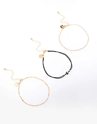 Gold Evil Eye Chain Anklet 3-Pack