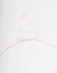 Silver Plated Cubic Zirconia Baguette Cross Pendant Necklace