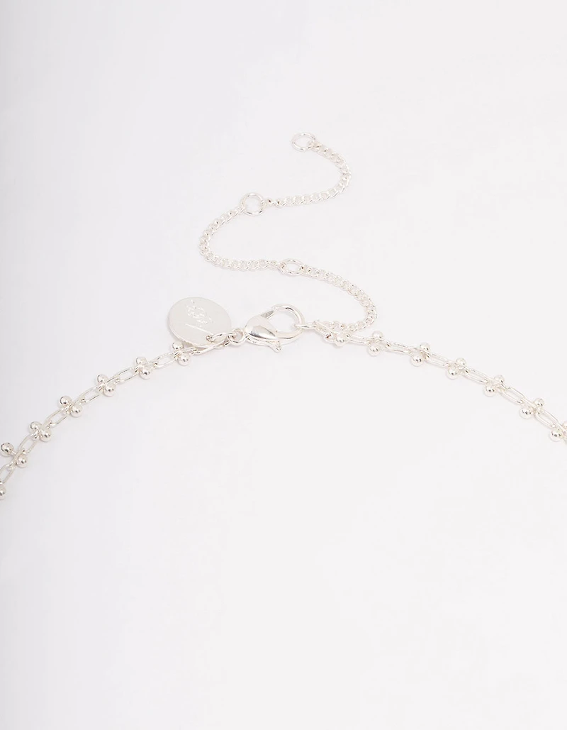 Silver Plated Diamante Cross Ball Link Pendant Necklace