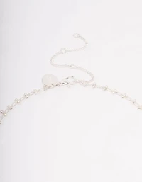 Silver Plated Diamante Cross Ball Link Pendant Necklace