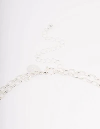 Silver Plated Chunky Cross Layered Necklace