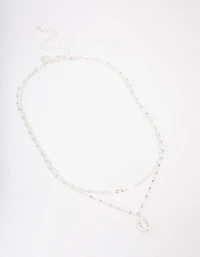 Silver Plated Coin Station Layered Necklace
