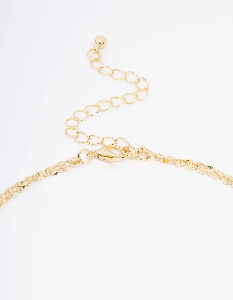 Gold Plated Cubic Zirconia Fine Cross Layered Necklace