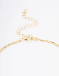 Gold Plated Cubic Zirconia Fine Cross Layered Necklace