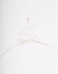 Silver Plated Cubic Zirconia Square Cross Pendant Necklace & Stud Earring Set