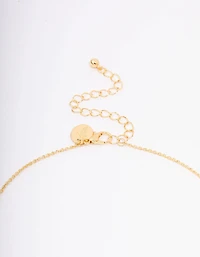 Gold Plated Cubic Zirconia Round Cross Pendant Necklace & Stud Earring Set