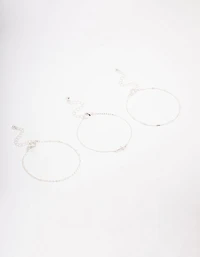 Silver Plated Diamante Cross Bracelet 3-Pack